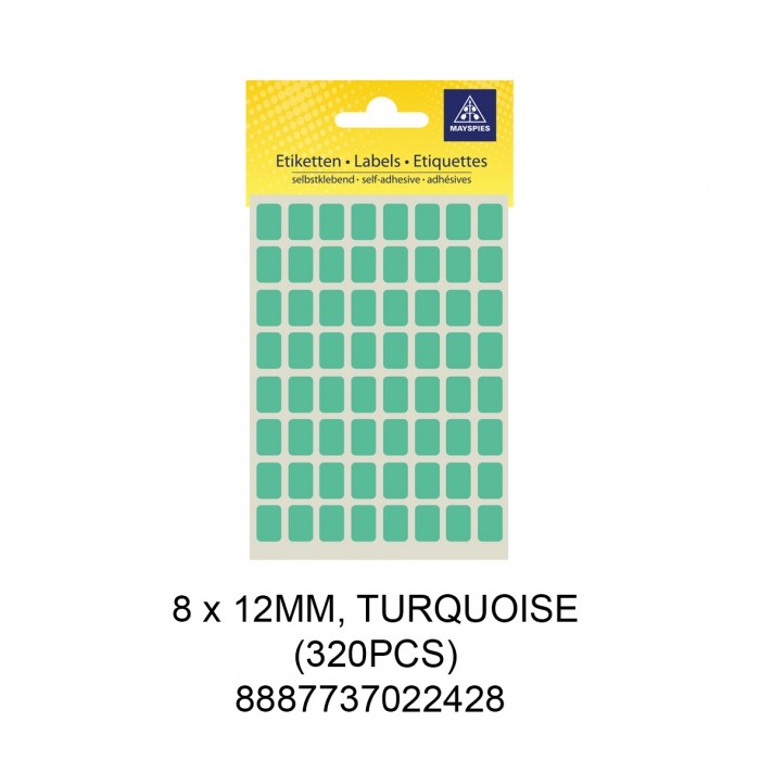 MAYSPIES MS-8X12MM COLOUR LABEL / 5 SHEETS/PKT / 320PCS / 8X12MM TURQUOISE